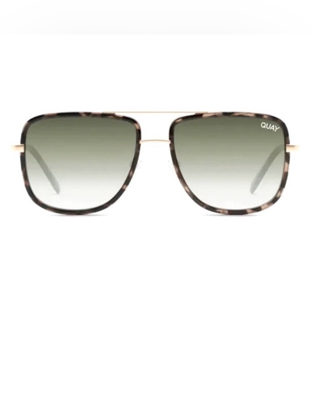 Quay Australia All In Navigator Sunglasses tortoise shell green gradient mirror